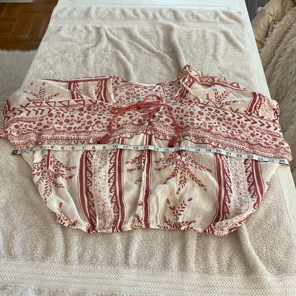 Free People Yo Yo Geo Peasant sheer blouse. So pretty, feminine and fun. - Picture 12 of 13